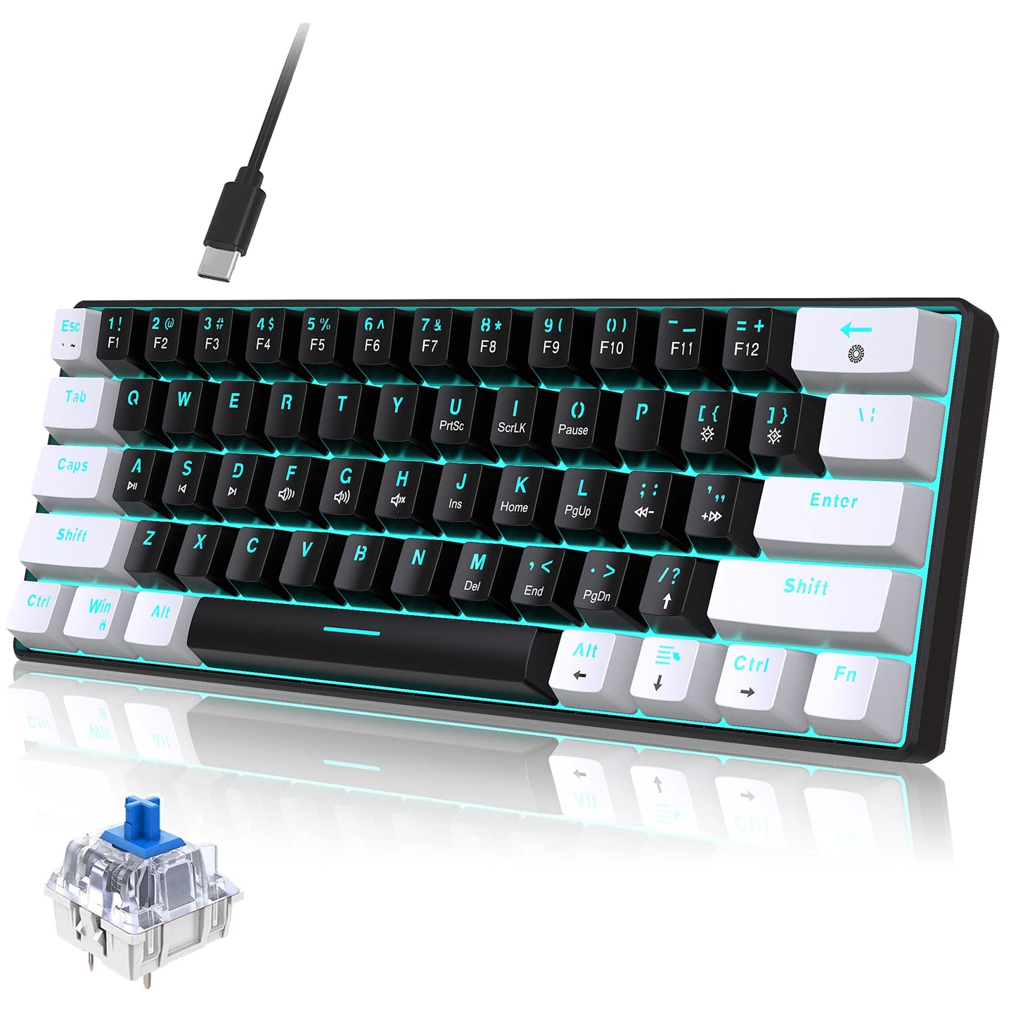 High quality Mini 60% Gaming Keyboard RGB Backlit Compact Keyboard Ergonomic Mechanical feel Office mechanical Keyboard for game