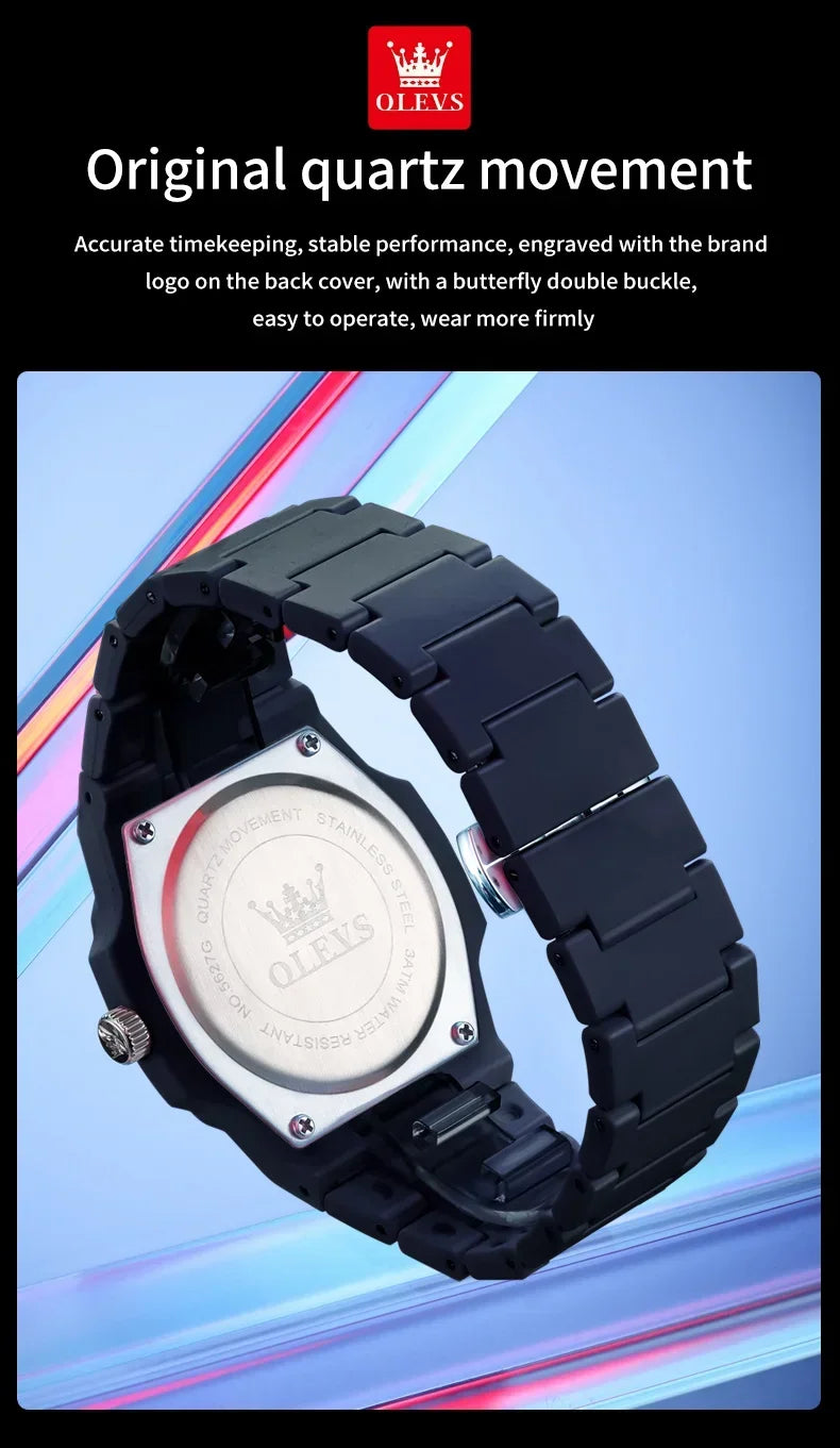OLEVS Fashion Youth Watch Waterproof Date Week Luminous Watch for Unisex White Resin Men's Quartz Watches Student reloj hombre