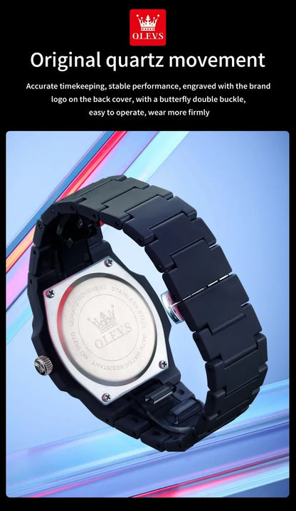 OLEVS Fashion Youth Watch Waterproof Date Week Luminous Watch for Unisex White Resin Men's Quartz Watches Student reloj hombre