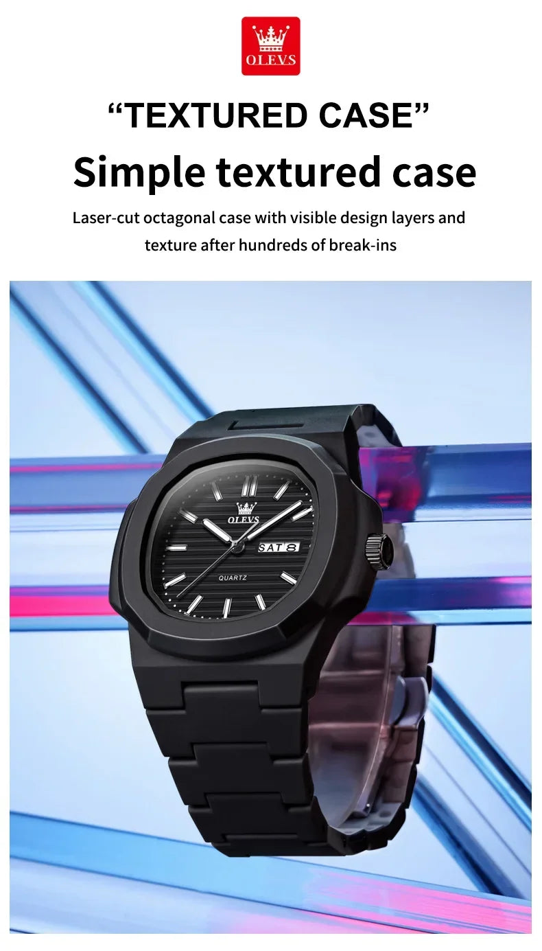 OLEVS Fashion Youth Watch Waterproof Date Week Luminous Watch for Unisex White Resin Men's Quartz Watches Student reloj hombre