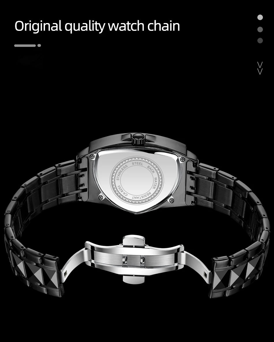 CHENXI Business Man Watch Unique Triangular Dial Luxury Luminous Quartz Waterproof Men's Watches Stainless Steel Strap