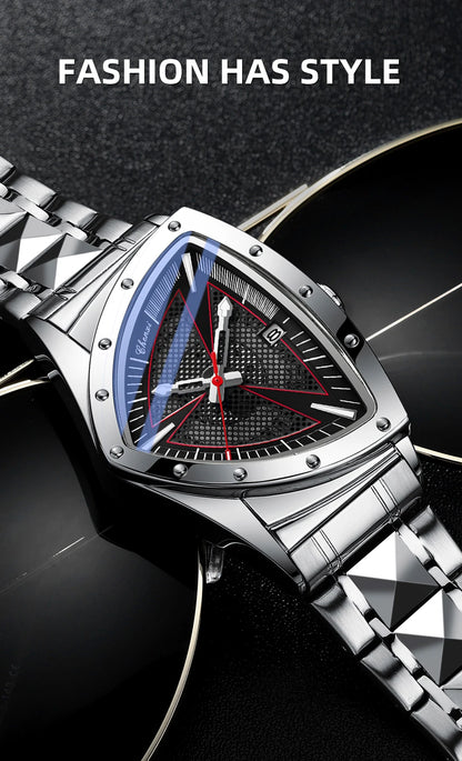 CHENXI Business Man Watch Unique Triangular Dial Luxury Luminous Quartz Waterproof Men's Watches Stainless Steel Strap