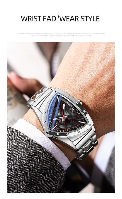 CHENXI Business Man Watch Unique Triangular Dial Luxury Luminous Quartz Waterproof Men's Watches Stainless Steel Strap