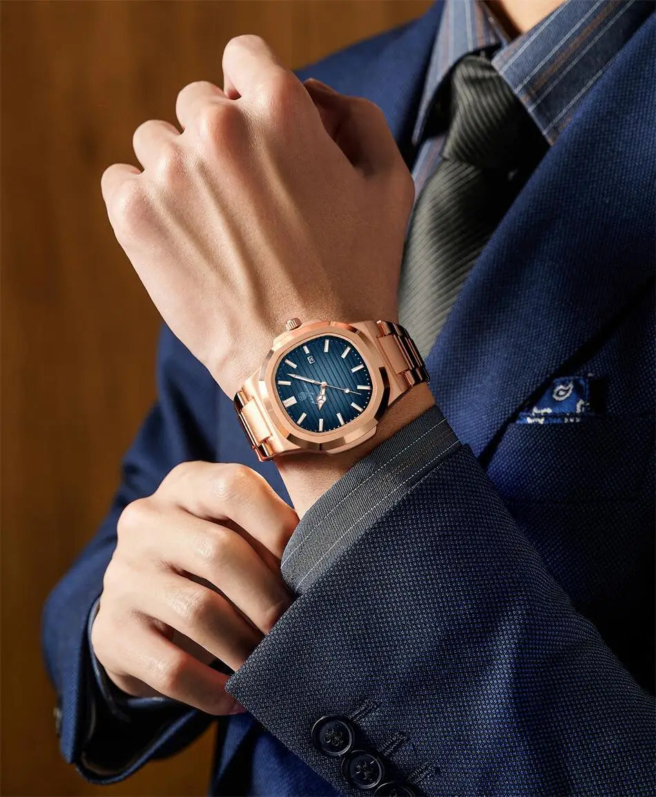 New For Men Fashion Brand Male Watch Waterproof Luminous Stainless Steel Watches  Date Week Casual Quartz Men's Clock Reloj