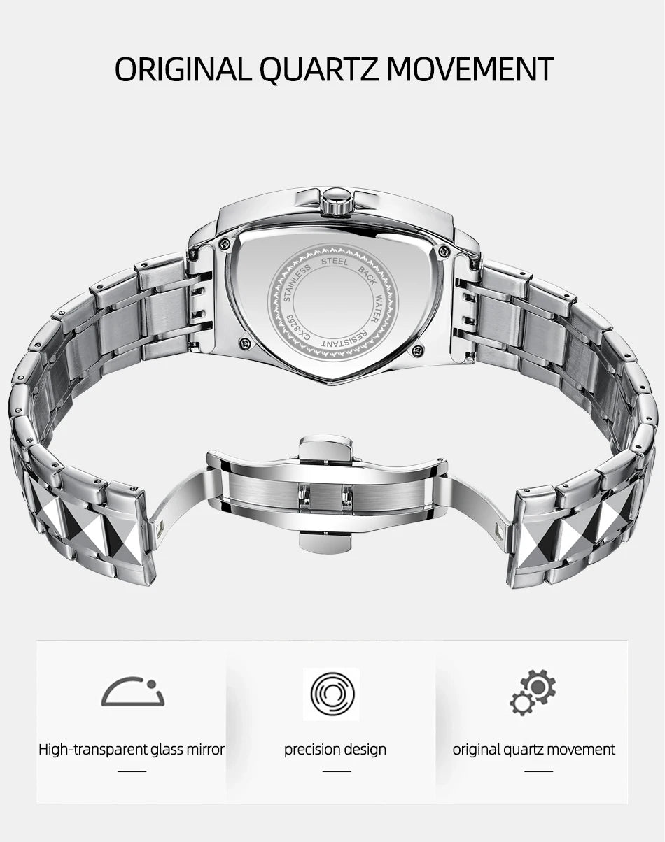 CHENXI Business Man Watch Unique Triangular Dial Luxury Luminous Quartz Waterproof Men's Watches Stainless Steel Strap