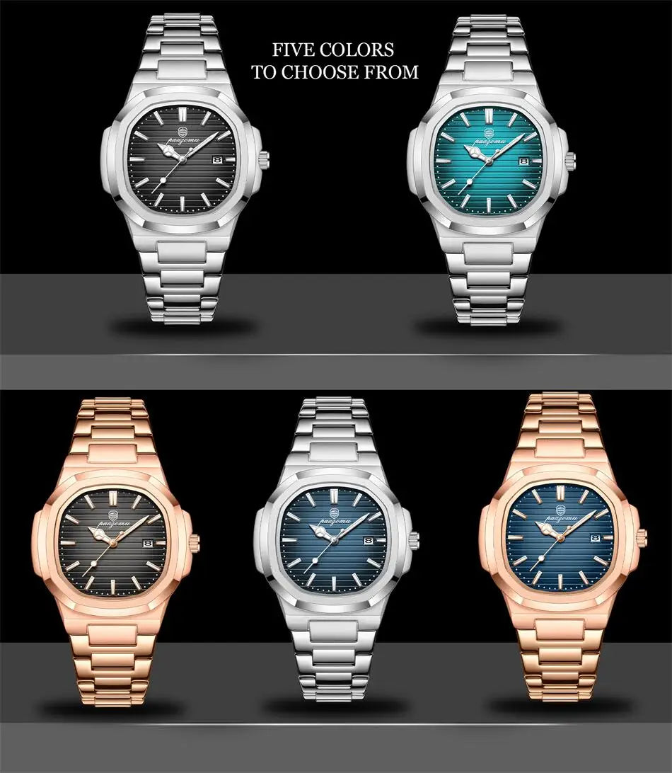 New For Men Fashion Brand Male Watch Waterproof Luminous Stainless Steel Watches  Date Week Casual Quartz Men's Clock Reloj
