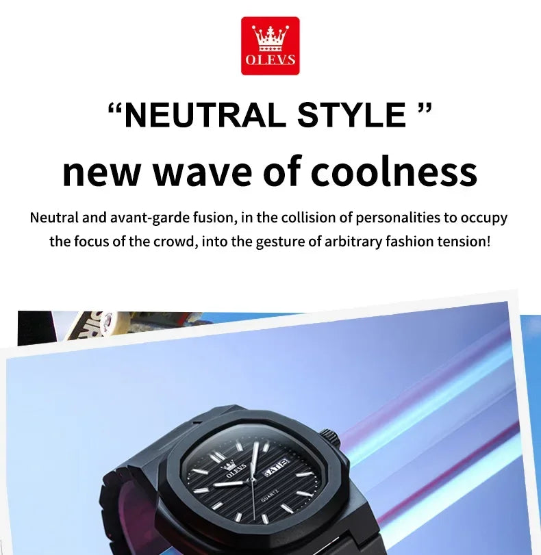 OLEVS Fashion Youth Watch Waterproof Date Week Luminous Watch for Unisex White Resin Men's Quartz Watches Student reloj hombre