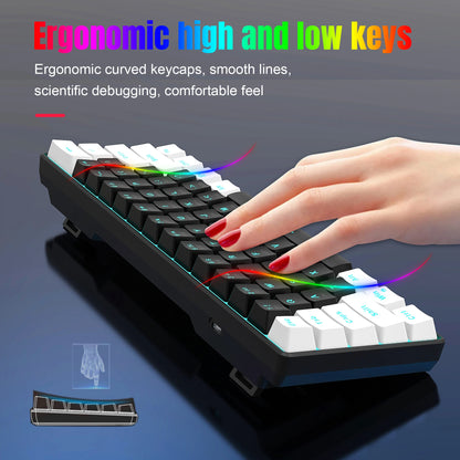 High quality Mini 60% Gaming Keyboard RGB Backlit Compact Keyboard Ergonomic Mechanical feel Office mechanical Keyboard for game