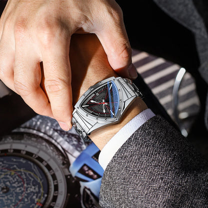 CHENXI Business Man Watch Unique Triangular Dial Luxury Luminous Quartz Waterproof Men's Watches Stainless Steel Strap