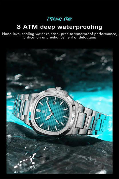 New For Men Fashion Brand Male Watch Waterproof Luminous Stainless Steel Watches  Date Week Casual Quartz Men's Clock Reloj