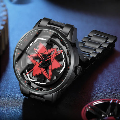 New Watch Car Series Creative Rotating Quartz Movement Sports Style Black Stainless Steel Clock Men Couple Gift Wrist Watch