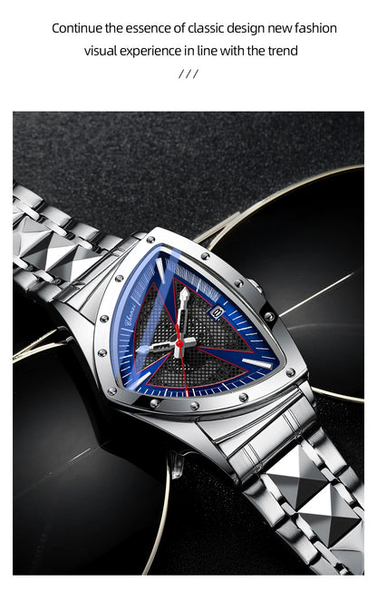 CHENXI Business Man Watch Unique Triangular Dial Luxury Luminous Quartz Waterproof Men's Watches Stainless Steel Strap