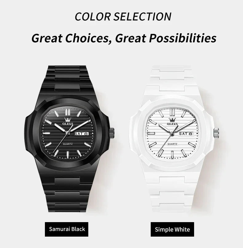 OLEVS Fashion Youth Watch Waterproof Date Week Luminous Watch for Unisex White Resin Men's Quartz Watches Student reloj hombre