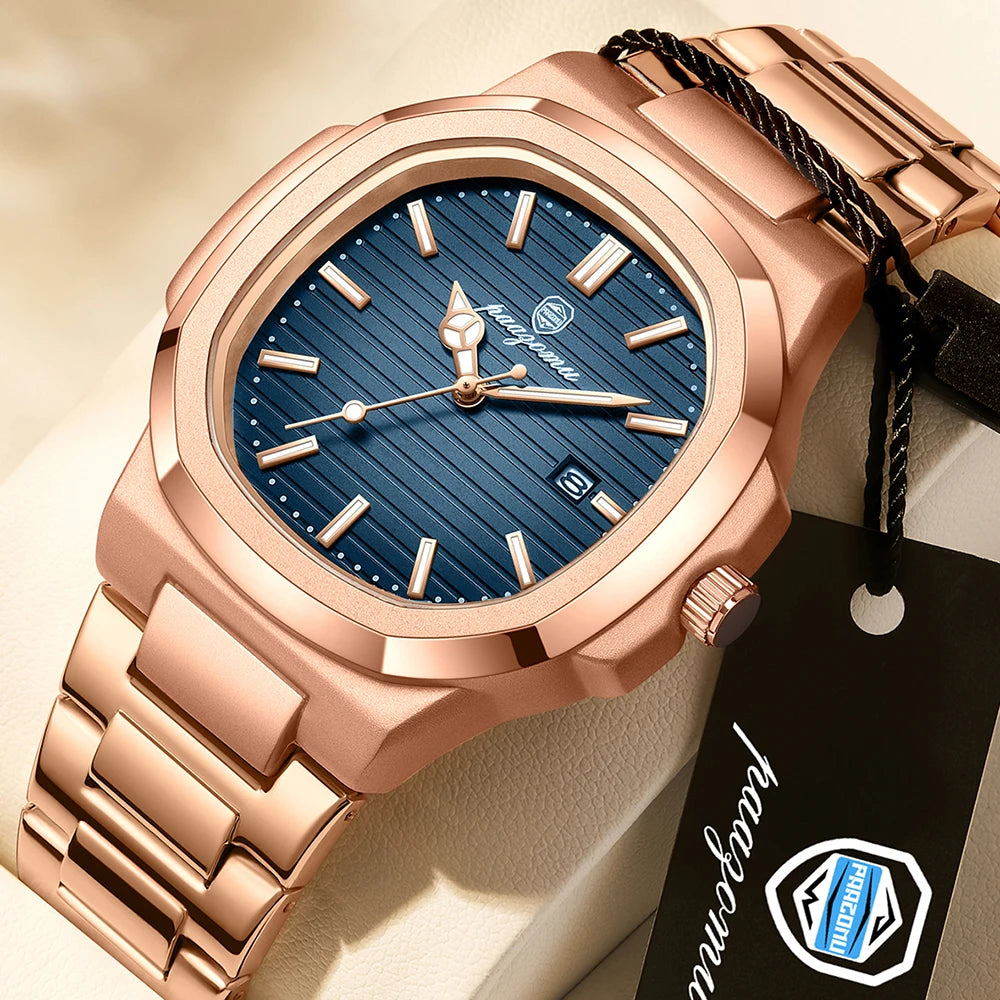 New For Men Fashion Brand Male Watch Waterproof Luminous Stainless Steel Watches  Date Week Casual Quartz Men's Clock Reloj
