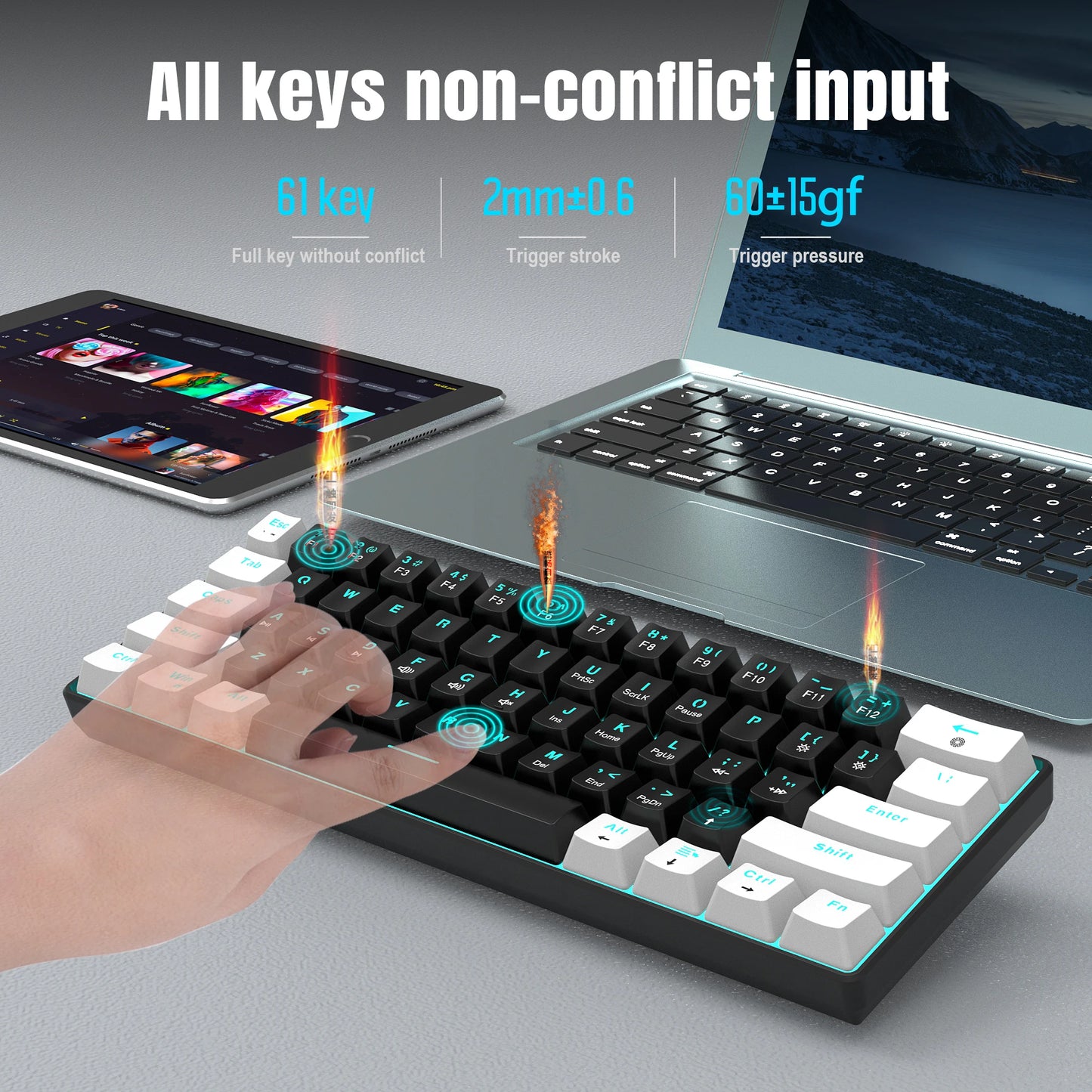 High quality Mini 60% Gaming Keyboard RGB Backlit Compact Keyboard Ergonomic Mechanical feel Office mechanical Keyboard for game