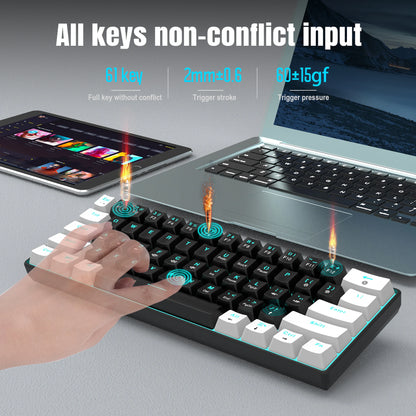 High quality Mini 60% Gaming Keyboard RGB Backlit Compact Keyboard Ergonomic Mechanical feel Office mechanical Keyboard for game