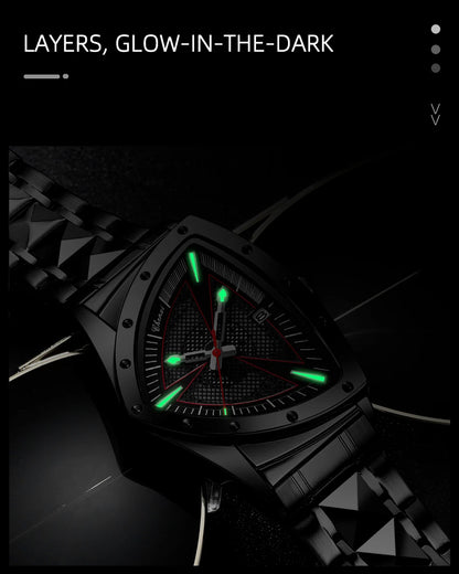 CHENXI Business Man Watch Unique Triangular Dial Luxury Luminous Quartz Waterproof Men's Watches Stainless Steel Strap