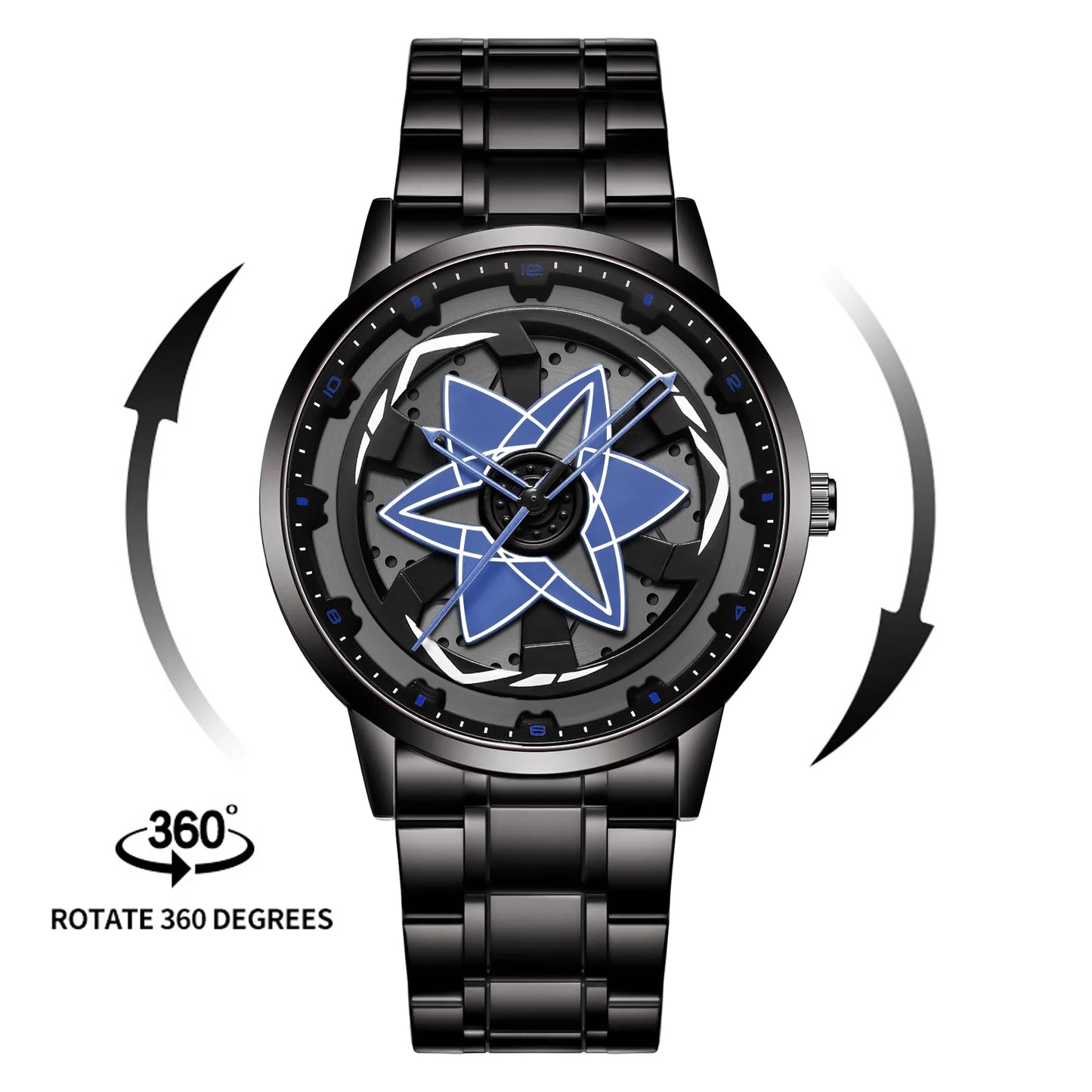 New Watch Car Series Creative Rotating Quartz Movement Sports Style Black Stainless Steel Clock Men Couple Gift Wrist Watch