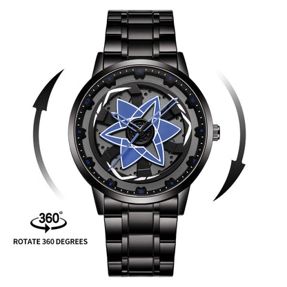 New Watch Car Series Creative Rotating Quartz Movement Sports Style Black Stainless Steel Clock Men Couple Gift Wrist Watch