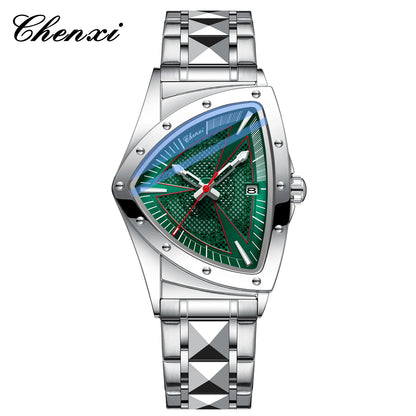 CHENXI Business Man Watch Unique Triangular Dial Luxury Luminous Quartz Waterproof Men's Watches Stainless Steel Strap