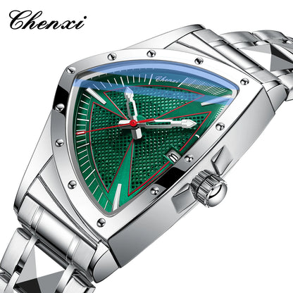 CHENXI Business Man Watch Unique Triangular Dial Luxury Luminous Quartz Waterproof Men's Watches Stainless Steel Strap