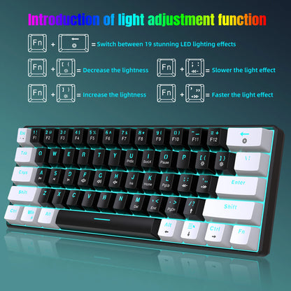 High quality Mini 60% Gaming Keyboard RGB Backlit Compact Keyboard Ergonomic Mechanical feel Office mechanical Keyboard for game