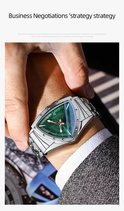 CHENXI Business Man Watch Unique Triangular Dial Luxury Luminous Quartz Waterproof Men's Watches Stainless Steel Strap