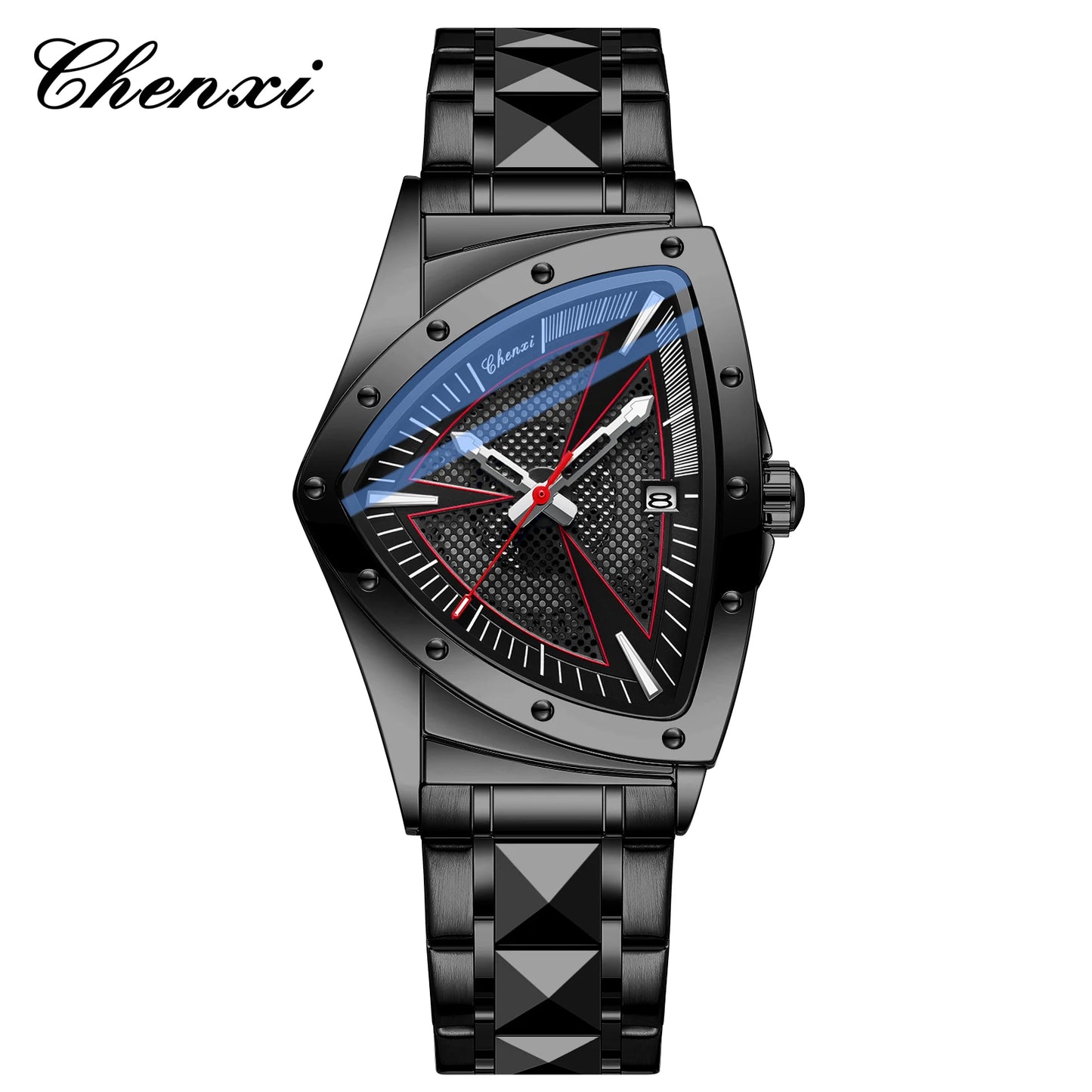 CHENXI Business Man Watch Unique Triangular Dial Luxury Luminous Quartz Waterproof Men's Watches Stainless Steel Strap