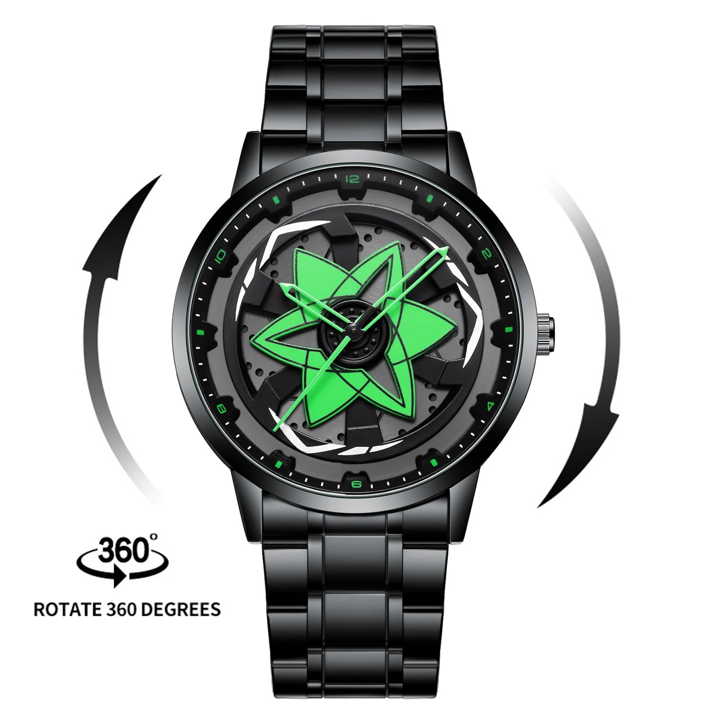 New Watch Car Series Creative Rotating Quartz Movement Sports Style Black Stainless Steel Clock Men Couple Gift Wrist Watch