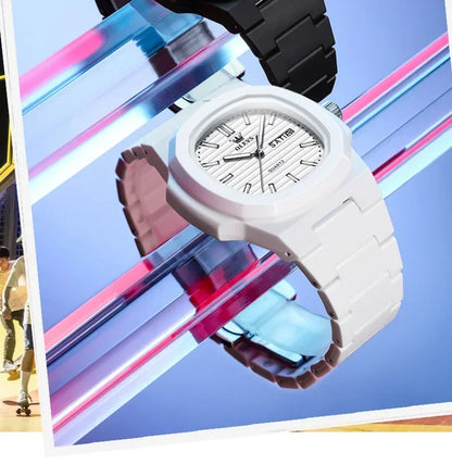 OLEVS Fashion Youth Watch Waterproof Date Week Luminous Watch for Unisex White Resin Men's Quartz Watches Student reloj hombre