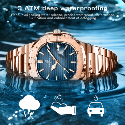 New For Men Fashion Brand Male Watch Waterproof Luminous Stainless Steel Watches  Date Week Casual Quartz Men's Clock Reloj