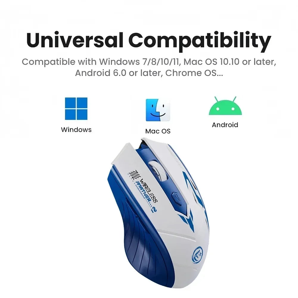 Bluetooth Mouse 2.4G USB Dual Mode Gaming Computer Rechargeable Wireless Mouse E-Sports 1600DPI PC Gamer Mouse For Computer